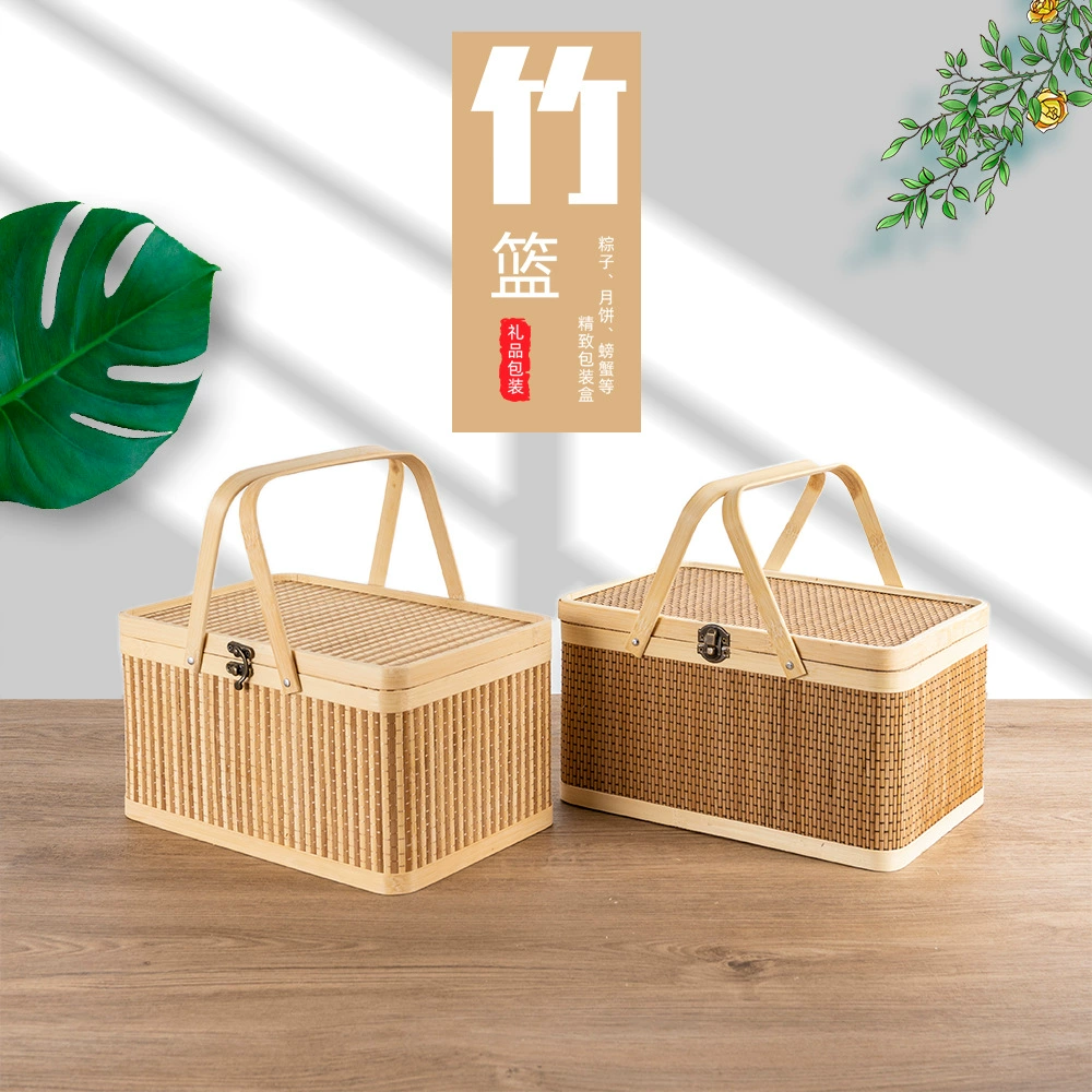 2025 новый прямоугольный ремень с замком, пельмени, лунный пирог, пищевая упаковка бамбуковая плетеная бамбуковая корзина, ручная корзина