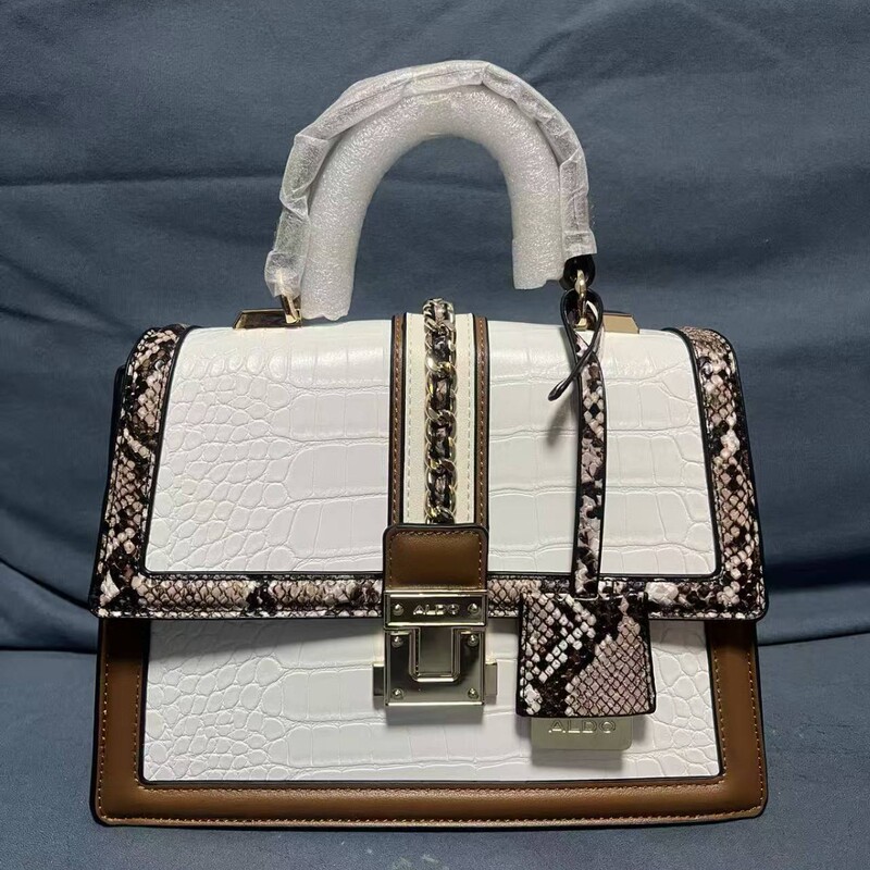 Aldo Women's One-Shoulder Cross-Body Handbag, Elegant, Color-Blocked, Full-Printed Logo, Work Clothing, Fashionable, Elegant and Large Capacity