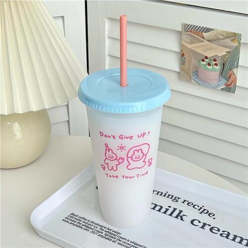original design!  Cute straw cup plastic water cup large capacity coffee cup portable girly heart cup