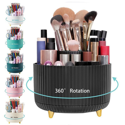 Cosmetic Storage Box Desk Rotating Pen Holder, Luxurious and High-End Plastic Shelf, Combining Makeup Brush Storage Cabinet