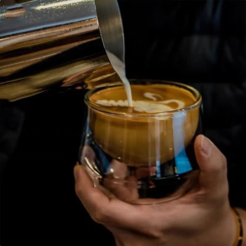 Taza de café de doble capa de vidrio resistente al calor ligero, taza especial de alta calidad, taza de extracto de bebida italiana.