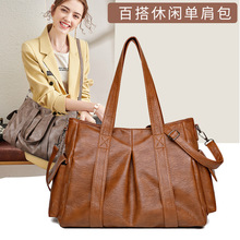 跨境外贸风大容量托特包女包夏季复古百搭软皮休闲通勤单肩斜挎包