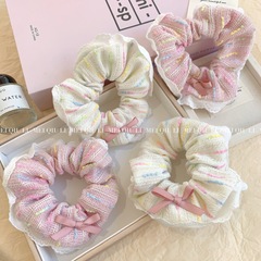 日韓甜美芭蕾風蝴蝶結大腸發圈可愛奶油甜妹丸子頭蕾絲花邊發繩