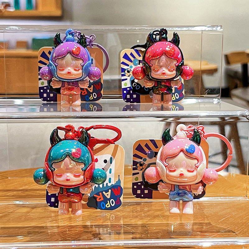クリエイティブ電気メッキガール人形かわいいペンダント漫画キーチェーンカップルキーホルダーガールバッグギフト|undefined