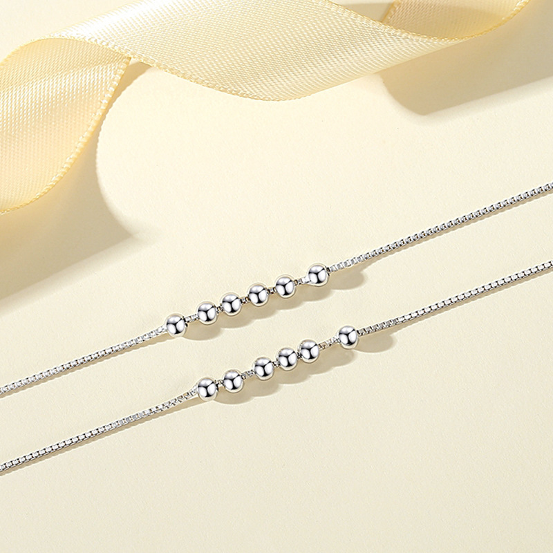 S925 plata esterlina simple ins estilo redondo pulsera de cuentas japonesas y coreanas accesorios frescos pulsera de todo fósforo venta al por mayor venta directa de la fábrica