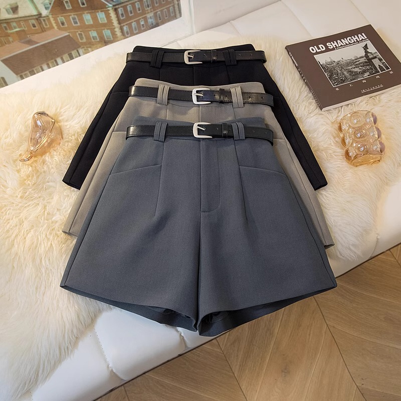 Women's Suit Shorts Summer 2026 High-Waisted Slimming Versatile A-Line Wide-Leg Pants Plus Size Loose A3553