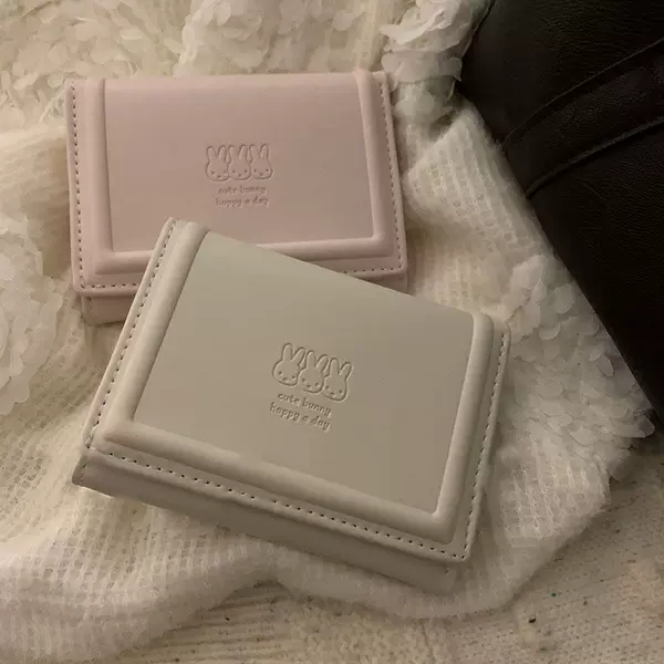 New Ins-Style Bear Wallet, Simple and Gentle Color Scheme, Fresh Korean Style, Multifunctional Short Wallet for Students, Coin and Card Holder