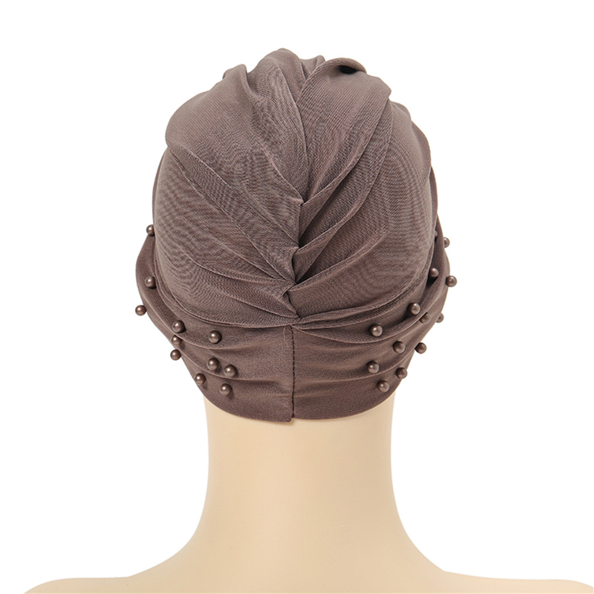 Jauna, ar kristāla linu rotāta, musulmaņu, vienkrāsaina, vienkārša turbāna cepure ar pērlītēm noliktavā_voghion.com