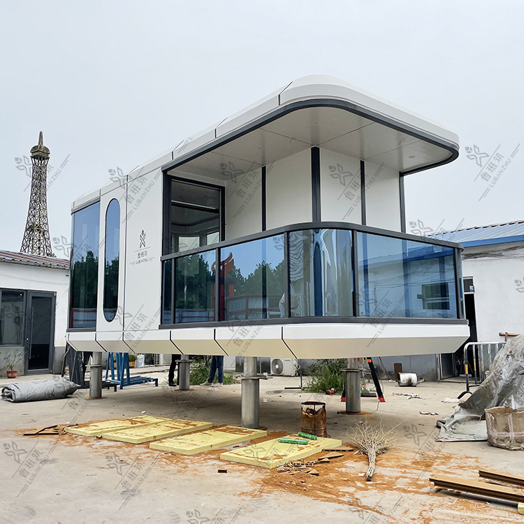 Placa de aluminio estructura de acero esqueleto espacio cápsula Villa cabina doble capa manzana cápsula contenedor móvil casa