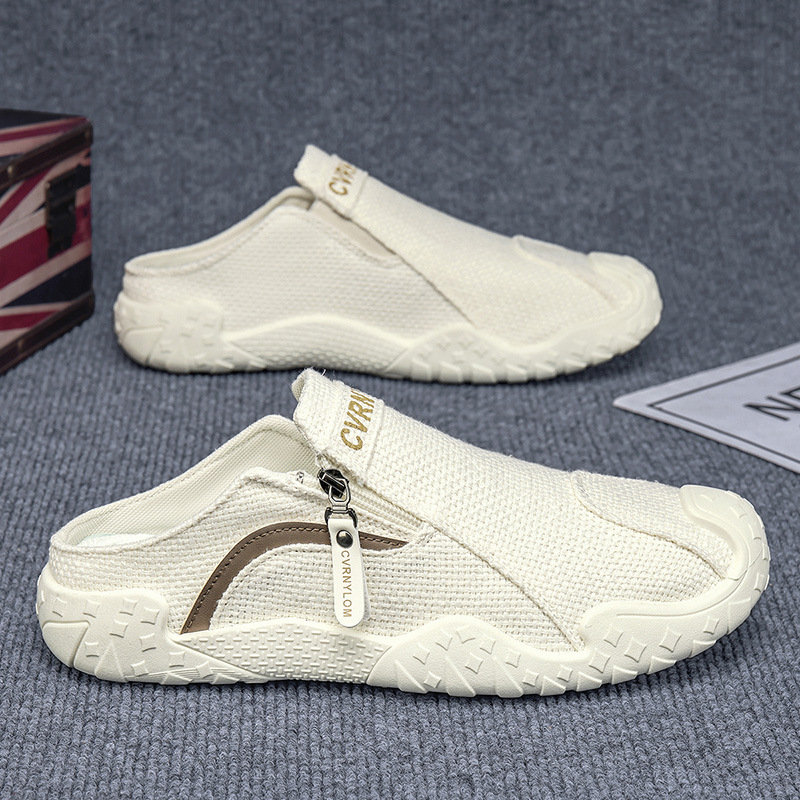 Zapatos para hombres verano 2026 nuevo estilo anti-deslizante transpirable para hombres medio-remolque de moda versátil zapatos de skate de lona de un pie