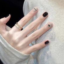 穿戴甲秋冬新款短款超酷黑白小众美甲成品可拆卸指甲贴片假指甲片
