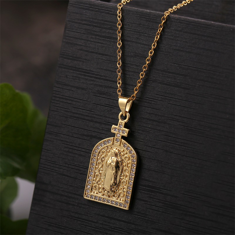 Fashion Holy Lord Mary Copper Inlaid Zirconium Necklace display picture 6