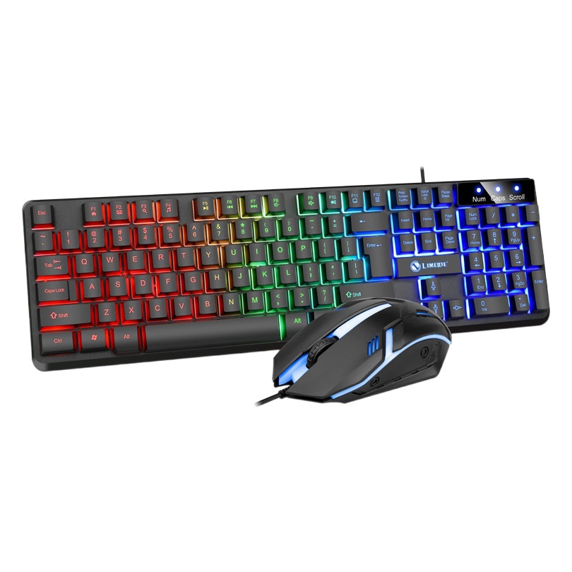 Juego de teclado y ratón luminosos Limei GTX350, teclado flotante con sensación mecánica, juego de teclado y ratón para juegos