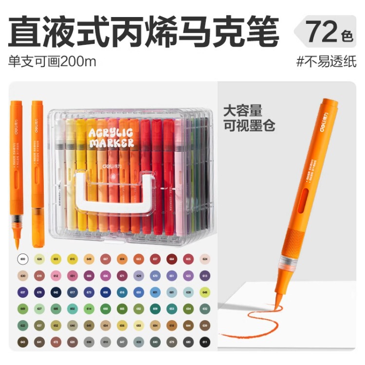 デリバッグ ストレート液体アクリルマーカーペン ソフトヘッド 積み重ね可能 強力なカバー力 小学生の絵画用の紙が透けにくい|undefined