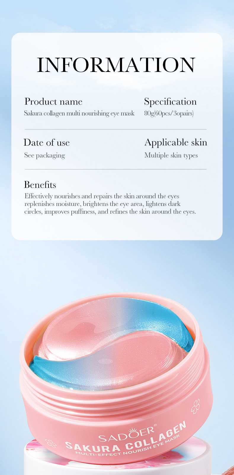 Eye Mask Facial Mask Solid Color Personal Care Skin Care display picture 19