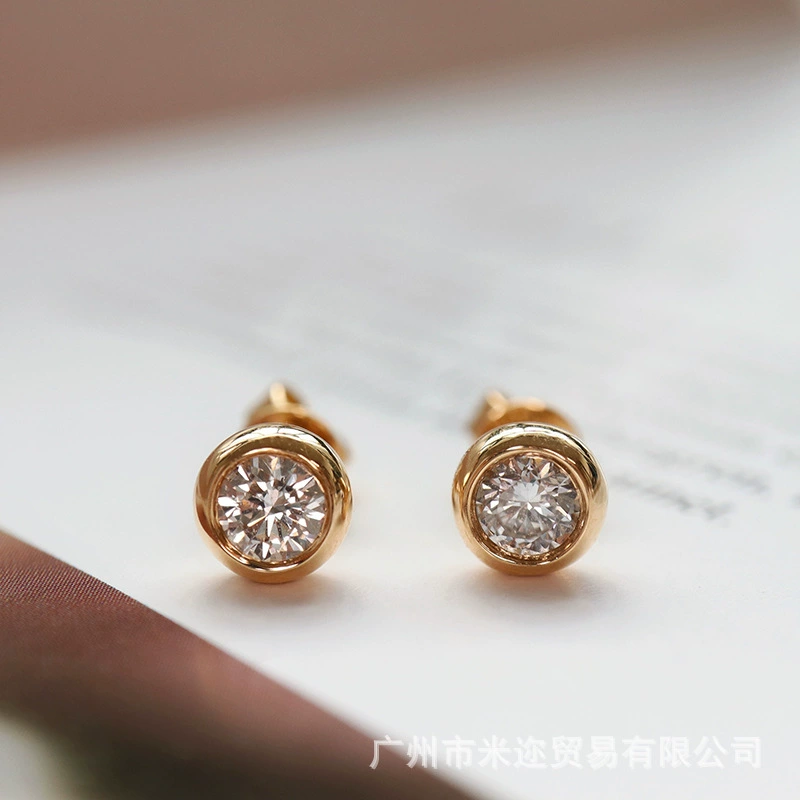 Разведение Diamond HPHT синтетический алмаз CVD18K золотой пузырь бриллиант серьги-гвоздики женские одиночные алмазы простая Мода