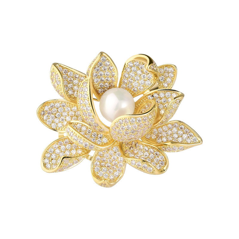 Lotus brooch women's high-end exquisite cheongsam accessories Hanfu Pearl Lotus corsage niche high-grade Pin Pin Pin