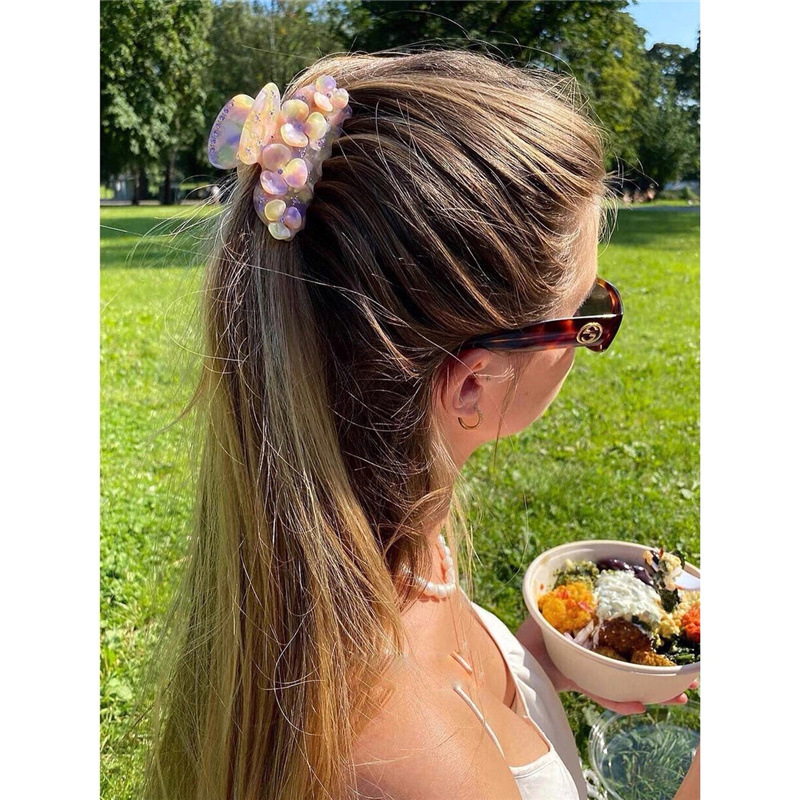 Corea del Sur Super Hada acetato flor diamante clip personalidad nicho celadón pelo agarre ins industria pesada Luz de lujo horquilla accesorios para el cabello