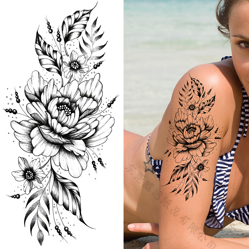 Tatuaje Temporal de Flores Boceto de Papel de Transferencia al Agua, Impresión por Transferencia de Agua, para Cuerpo image 75