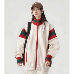 美式休闲棒球服短款外套女2025秋冬新款半高领长袖设计感时尚上衣