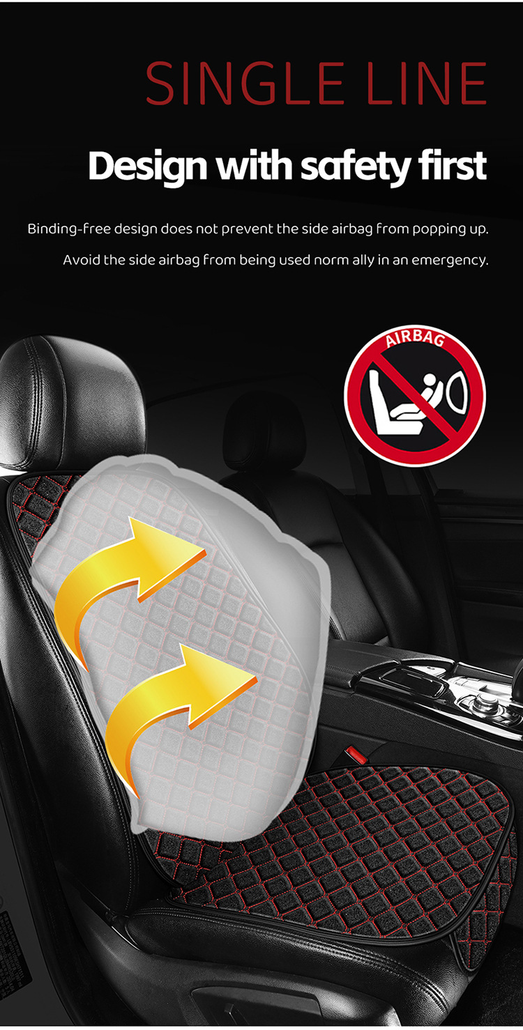Cross-Border Popular Car Seat Cushion, Universal for All Seasons, Tie-Free Anti-Slip Three-Piece Set, Five-Seat Linen Seat Cushion, Drop Shipping