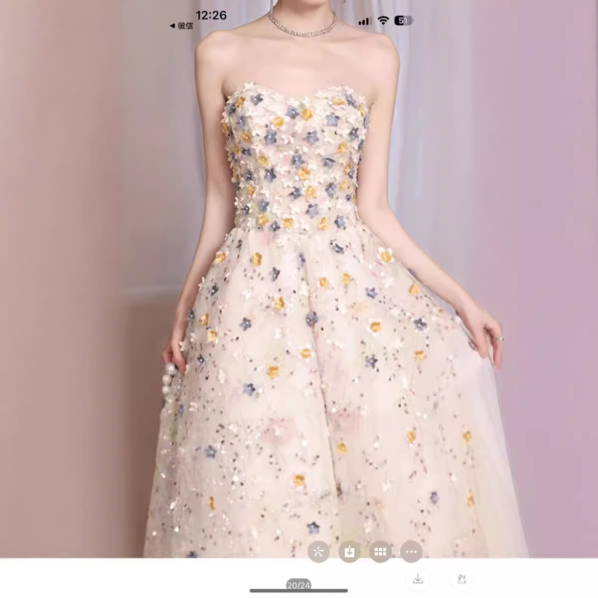 Vestido de noche atractivo otoño / verano 2025, nuevo vestido privado de flores industria pesada, vestido de fiesta dulce