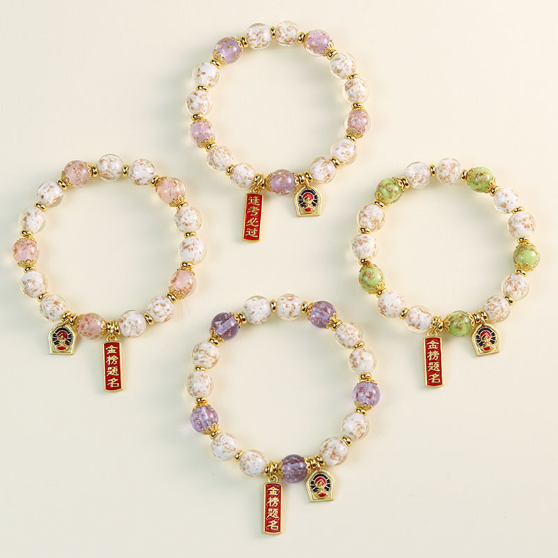 Must-Pass Bracelet for Every Exam, Girls' High-End Gold Sand Glazed Green Tara Original Design Chinese Style Jewelry Wholesale