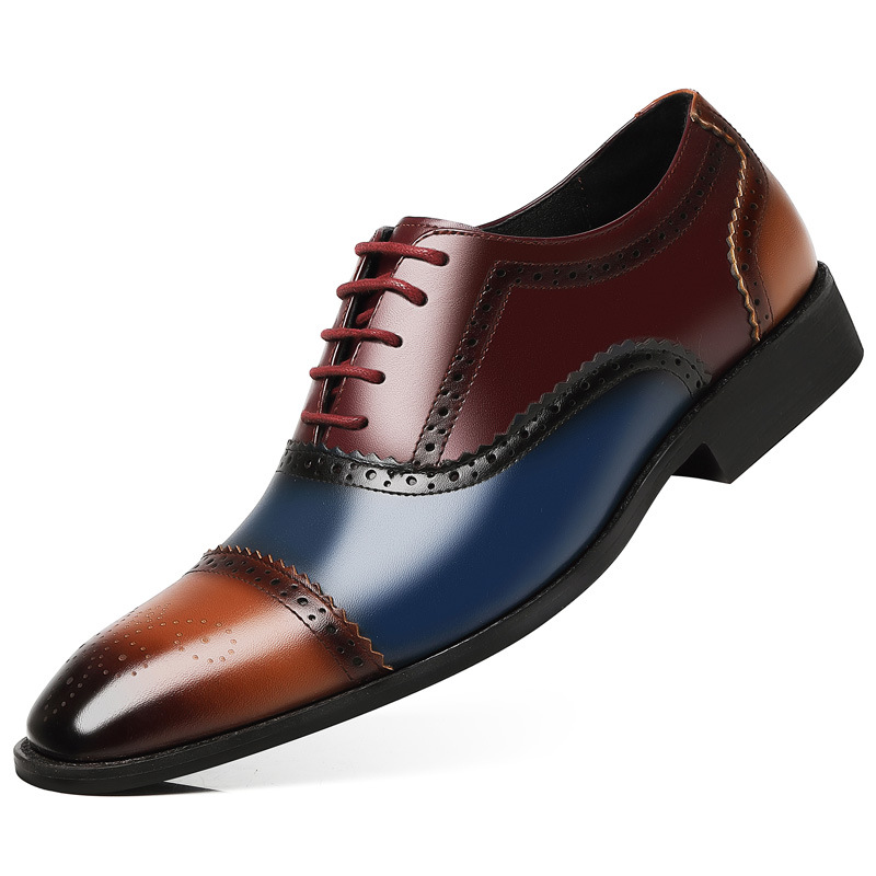 Scarpe da uomo brogue abbinate a colori scarpe da uomo in pelle intagliata scarpe alla moda traspiranti tutte le partite scarpe da lavoro formali da sposa in pelle_voghion.com