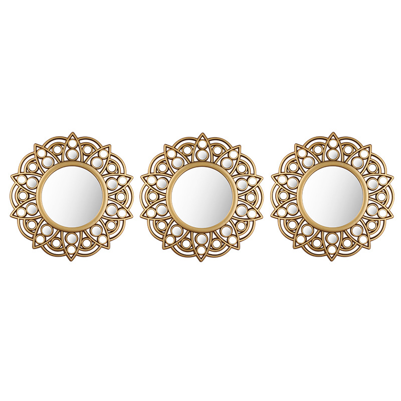 Espejo decorativo moderno anticuado de plástico, marco hueco tridimensional, espejo de pared retro para hogar/sala