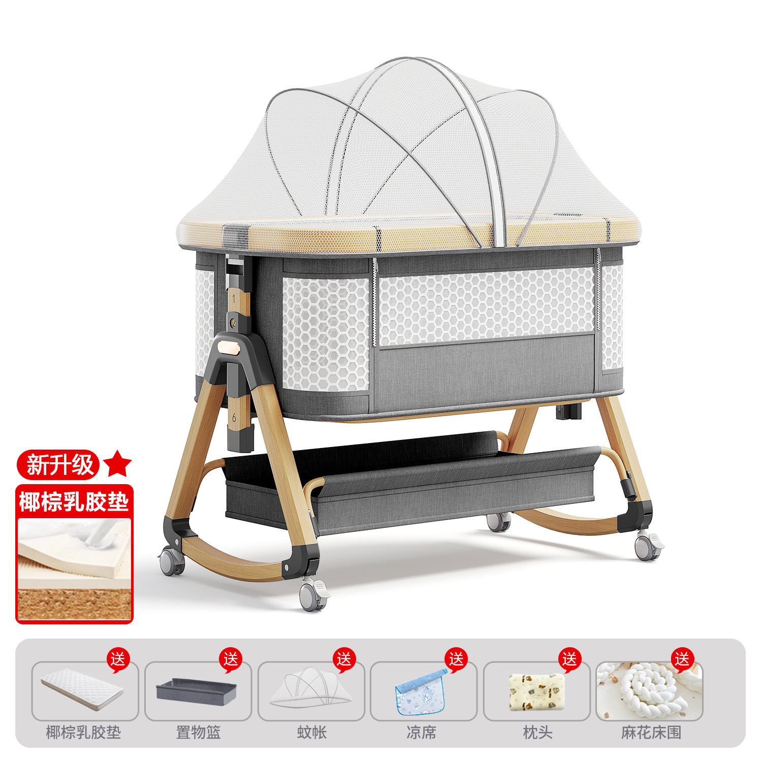 Cama de bebé móvil portátil cuna cama plegable multifuncional BB cama para recién nacidos empalme cama grande