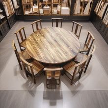 碳化实木农家乐大排档餐厅饭店火锅店大小圆桌包厢商用餐桌椅组合