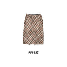 Bodycon skirt 秋季外贸新款女装批发 自制欧美风复古格纹包臀裙