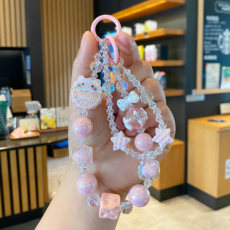 Cuentas Kulomi cadena de teléfono móvil llavero lindo bolso de niña colgante de bolso de corazón muñeca de dibujos animados colgante de llave de coche