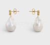 Retro earrings from pearl, European style, simple and elegant design