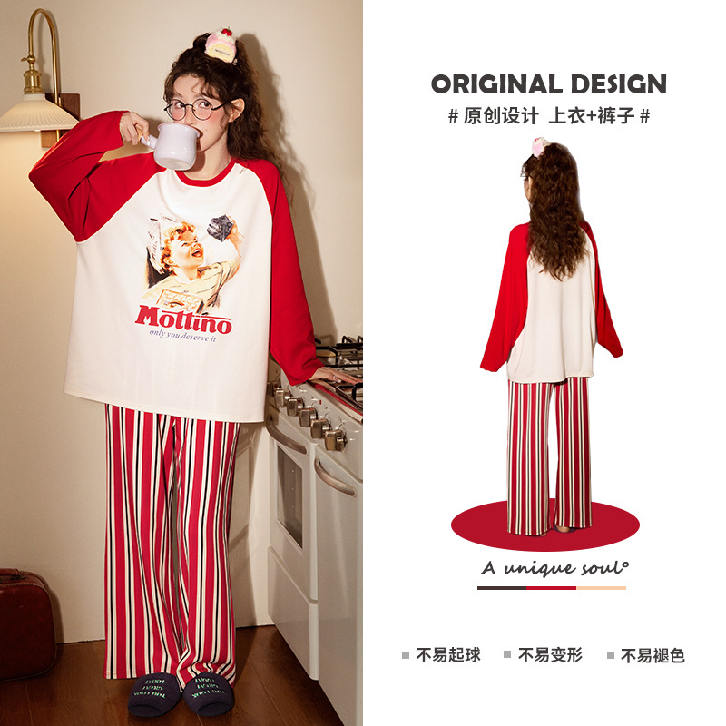 [Beneficios de liquidación] Runma Pijamas Primavera y otoño Mujeres de manga corta Verano Algodón Coral Velvet Hombres Manga larga Seda Pareja Invierno