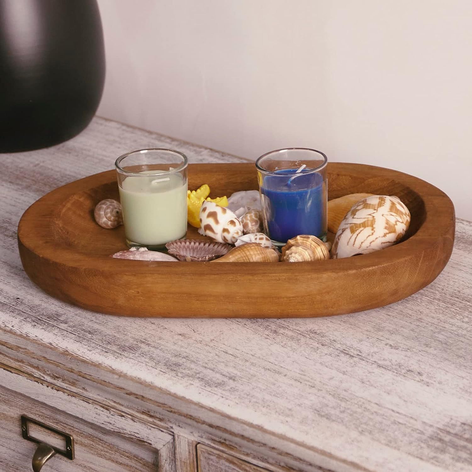 木制椭圆形托盘家用酒店香薰托盘蜡烛桌面整理收纳盘装饰木盘