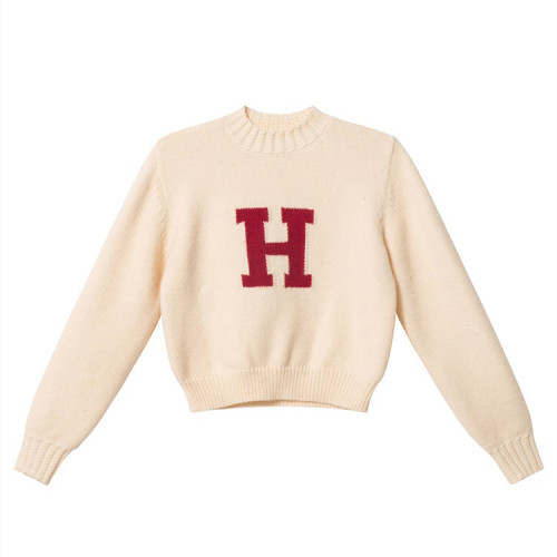 Women's Loose Short-Sleeve Knit Top with Alphabetic Embroidery, Fashionable Outerwear, Fall/Winter New Arrival Soft and Plush Cardigan