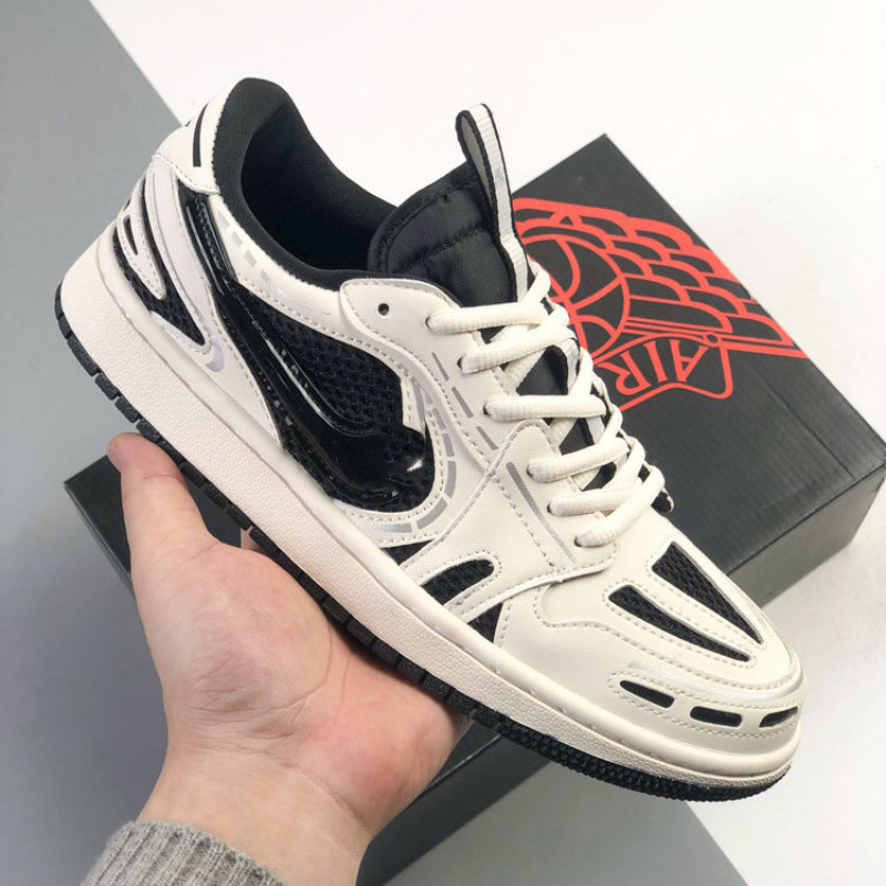 Pure original AJ1 three-dimensional hook sneakers, Jordan One Summer color-blocking laser hook casual sports shoes, black, white, pink, college student shoes