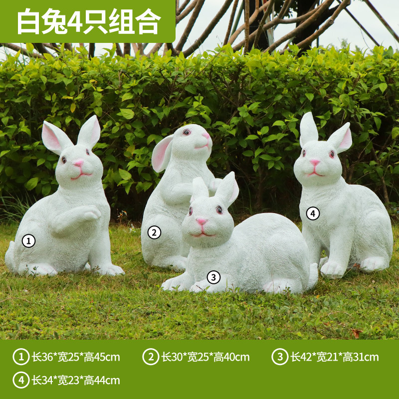 Parque Bosque Simulación Mushroom Escultura Decoración de jardín Patio Decoración de conejo Césped FRP Animales Escenografía