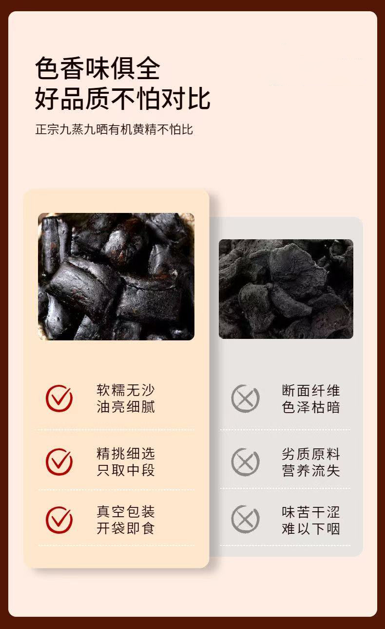 Nine-Steamed Nine-Dried Polygonatum Rhizome Huang Jing 250g Bottle Ready-to-Eat Herbal Snack specifications