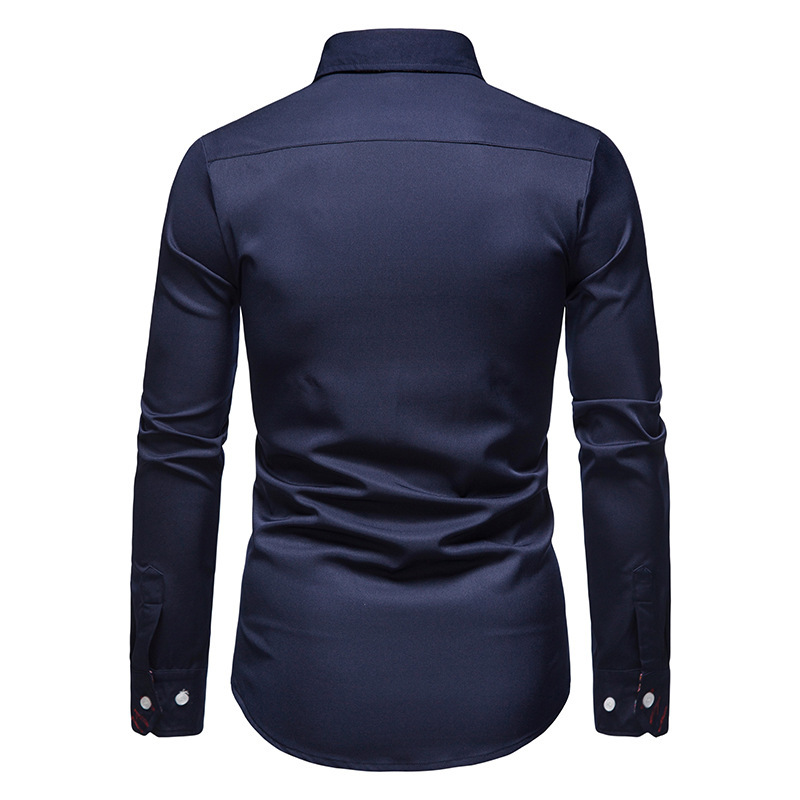 Men's Solid Color Patchwork Blouse Men's Clothing display picture 3