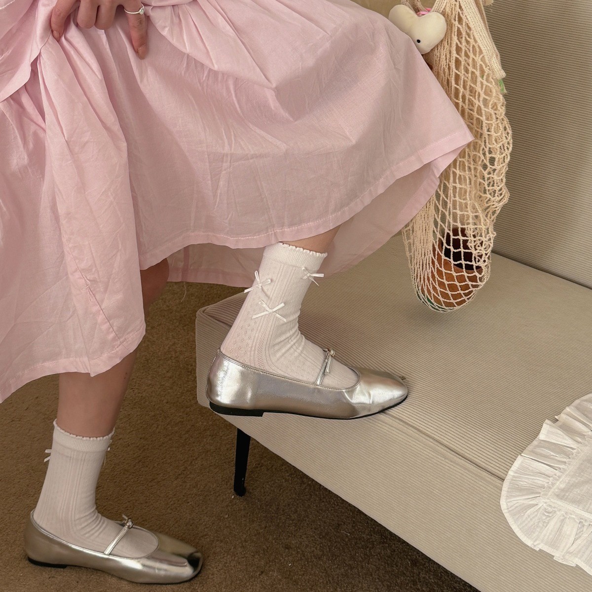 French multi bow tube socks new lace ins white socks women's boneless socks Zhuji socks wholesale