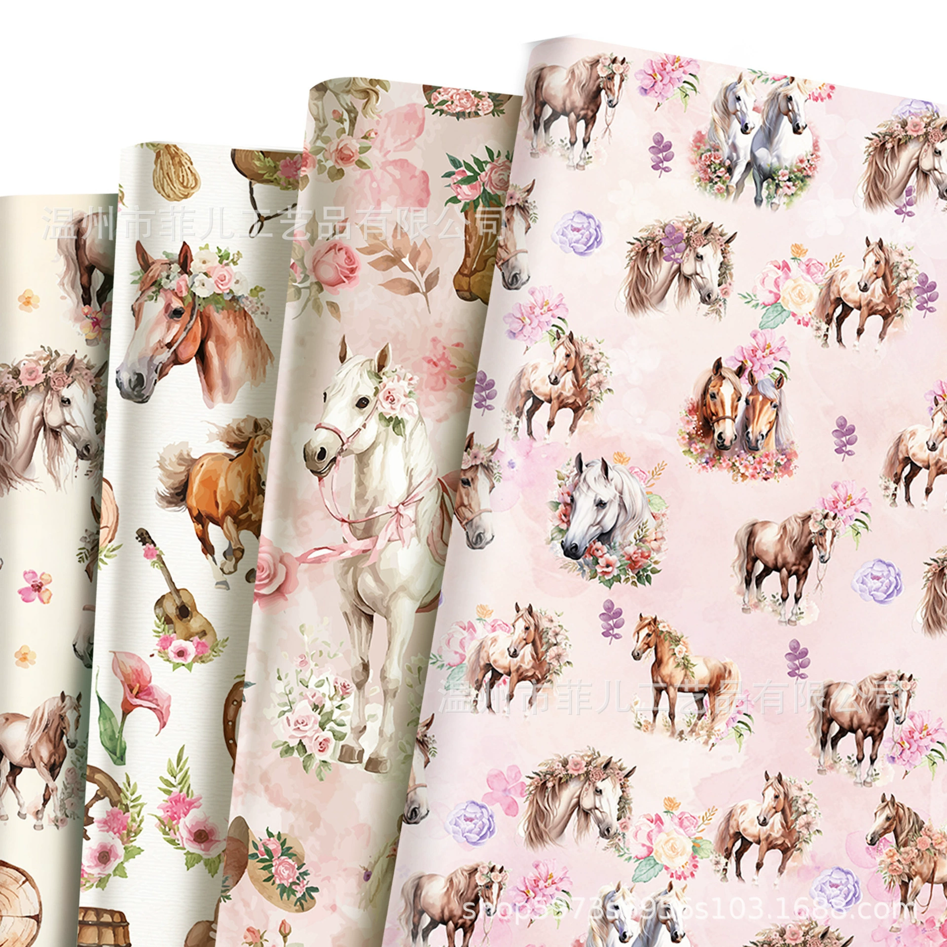 Подарочная коробка из декоративной бумаги с тематикой скачек, роза WZ154, пони акварель, декоративная оберточная бумага