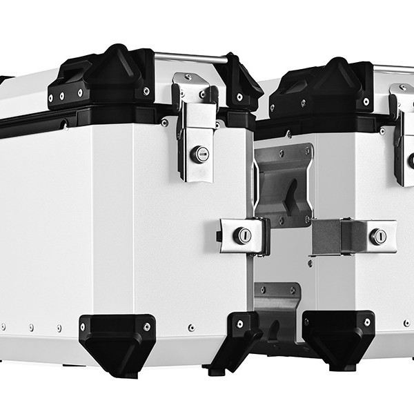 35L motocicleta universal aleación de aluminio caja lateral plana Negro/Plata Capacidad extendida de larga distancia de viaje de camping