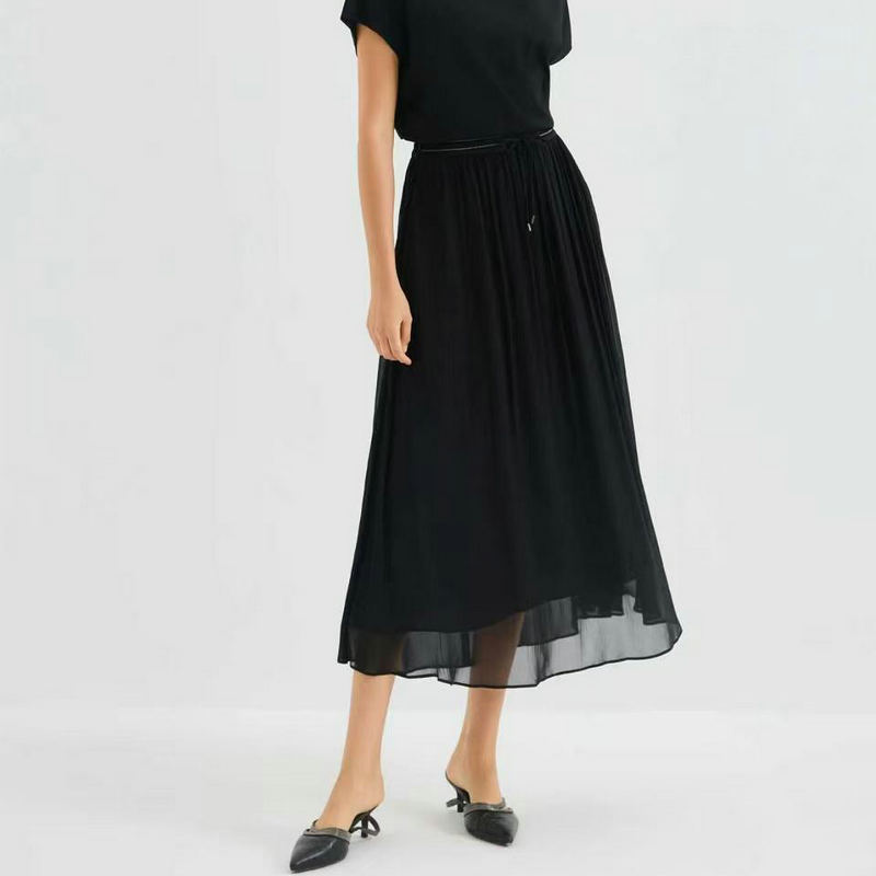 Cross-Border Women's Fashion 26 Spring/Summer New Bc Style High-Waisted Flared Skirt, Flowy Mulberry Silk Blend Versatile Skirt Cross-Border Women's Fashion 26 Spring/Summer New Bc Style High-Waisted Flared Skirt, Flowy Mulberry Silk Blend Versatile Skirt
