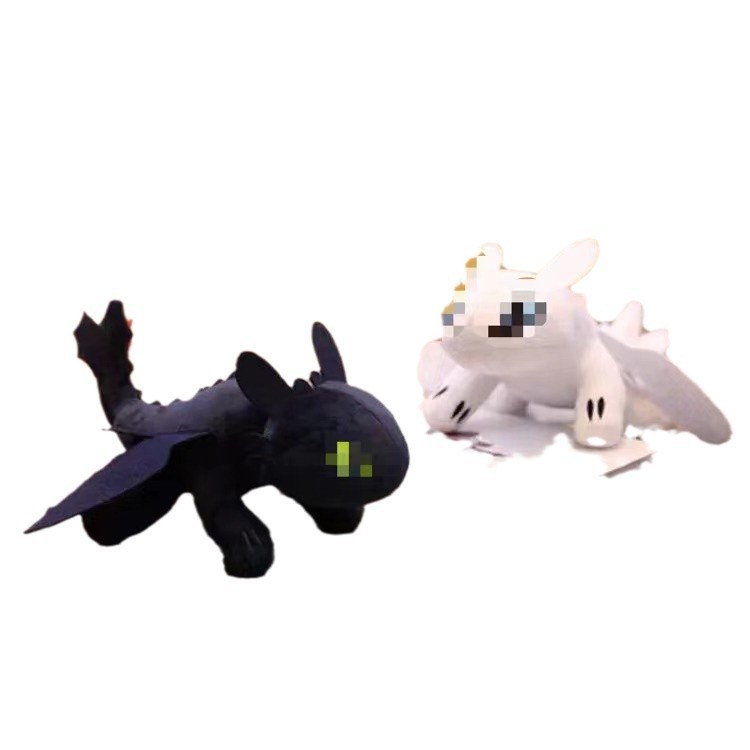 Venta caliente transfronteriza al por mayor de fábrica Cómo entrenar a tu dragón Muñeca sin dientes Muñeca de techo Juguete de peluche Dragón negro grande Muñeca de dragón blanco