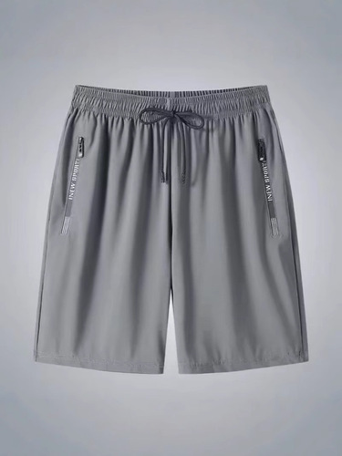 Men's Loose Plus Size Pocket Zipper Sporty Casual Outerwear Quick Dry Beach Shorts with High Elasticity and Breathability