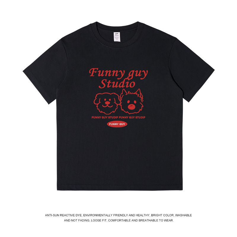 ニッチな通勤スタイルのレトロデザイン、クマ柄プリントTシャツ、メンズ春夏、トレンドブランド、和風、ゆったりラウンドネック半袖、レディース|undefined