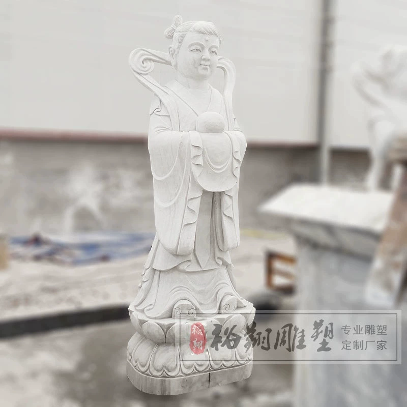 Каменная скульптура, античная золотая статуя мальчика и девочки, белая мраморная скульптура мальчика, садовый храм, украшения для поклонения