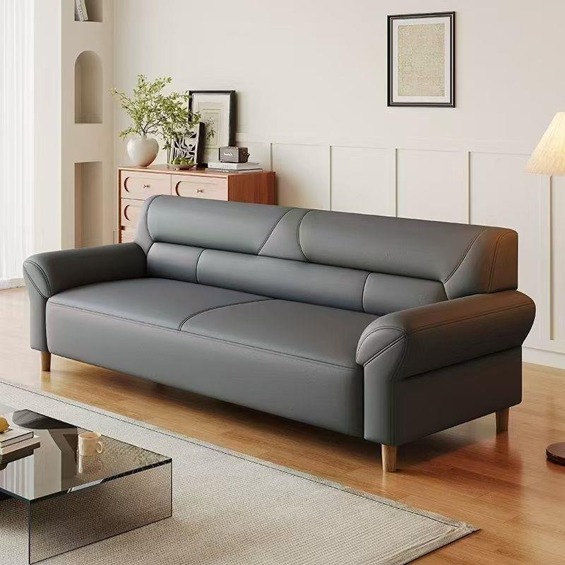 Moderno sofá de cuero simple de cuatro personas pequeño tipo sofá doble sala de estar de oficina casera combinación de sofá de cuero